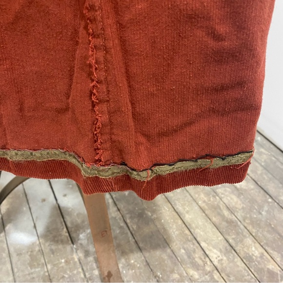 VTG 70’s RUST ORANGE CORDUROY BELTED BUTTON UP DRESS - Picture 12 of 12